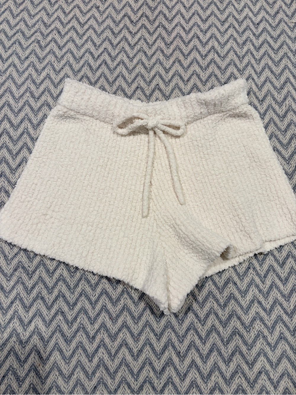 aerie Cream Textured Knit Drawstring Lounge Shorts
